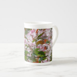 Taza De Porcelana Rama delgada con flores manzana