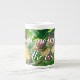 Taza De Porcelana Ramas de roble con bellotas