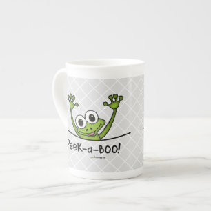 Taza De Porcelana Rana de los mascotas del peekaboo (diversión,