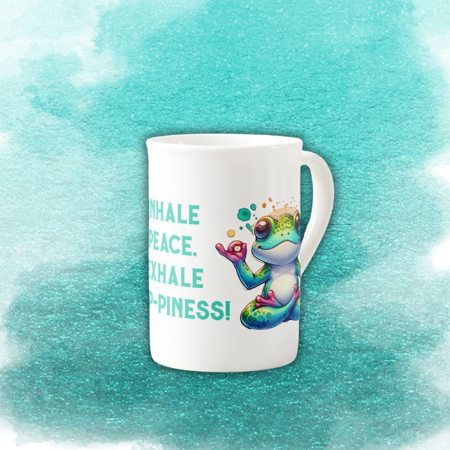 Taza De Porcelana Rana verde inhalatoria moderna | (Subido por el creador)