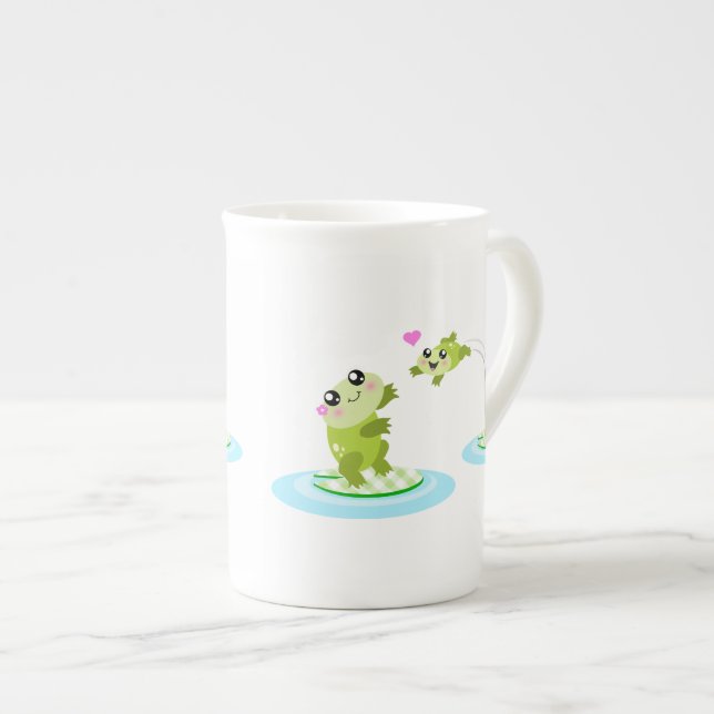 Taza De Porcelana Ranas lindas - madre del kawaii y rana del bebé (Derecha)