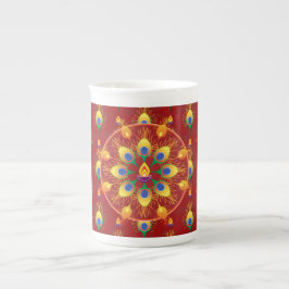 Taza De Porcelana Rangoli, la pluma de los pavos reales