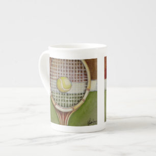 Taza De Porcelana Raqueta de tenis con bola en la corte