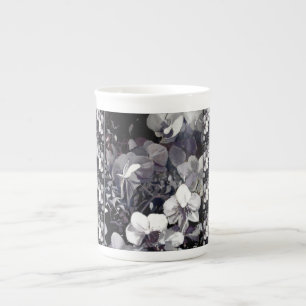 Taza De Porcelana Raya multi de la orquídea blanca negra