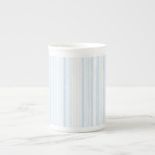 Taza De Porcelana Rayas Blancas Azul de Bebé