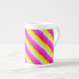 Taza De Porcelana Rayas de arco iris rosado de Artdeco