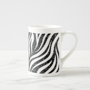 Taza De Porcelana Rayas de cebra Brillo negro Impresión de animales