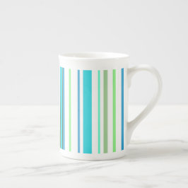 Taza De Porcelana Rayas de color Aqua Blue Green Beach