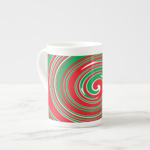 Taza De Porcelana Rayas de navidades rojos y verdes