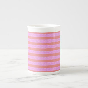 Taza De Porcelana Rayas geométricas rosadas