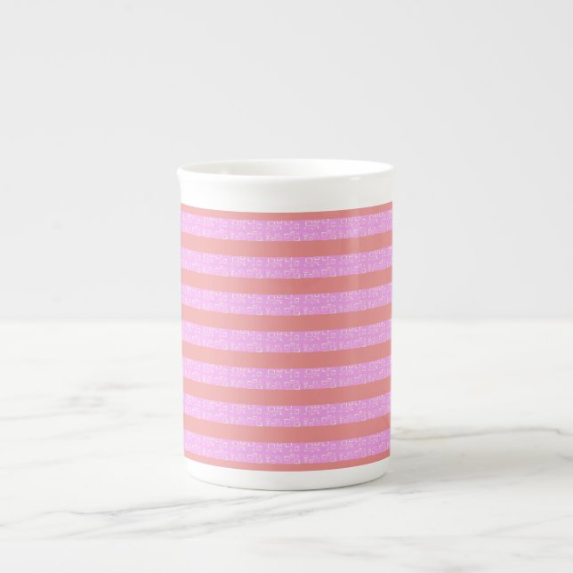 Taza De Porcelana Rayas geométricas rosadas (Frente)