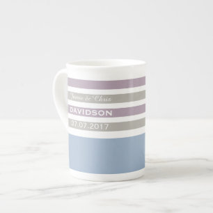 Taza De Porcelana Rayas Patrón personalizado monograma muelles