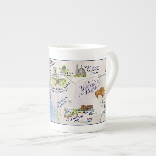 Taza De Porcelana Recepción al mapa del búfalo (Derecha)