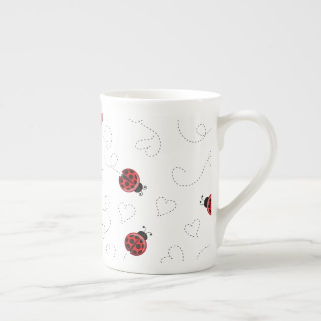 Taza De Porcelana Red Ladybug Beetle Insect Lover Black Hearts (Derecha)