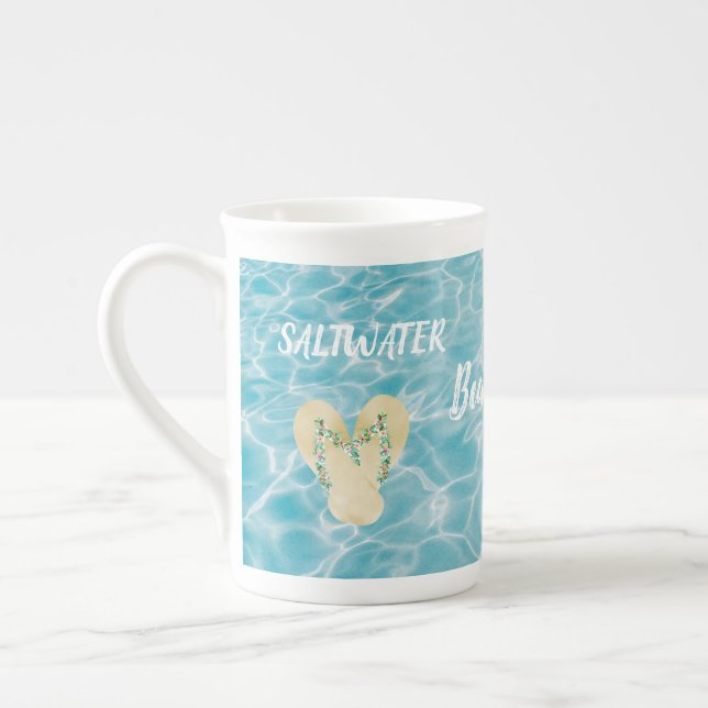 Taza De Porcelana Reflexiones de la piscina acuática Saltwater Beach (Izquierda)