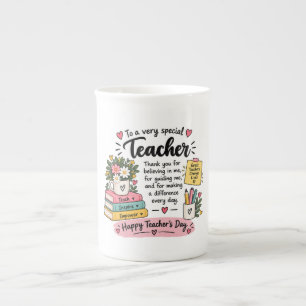 Taza De Porcelana Regalo de Agradecimiento a Maestros Feliz Día de