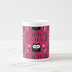 Taza De Porcelana Regalo de arte popular de búho escandinavo