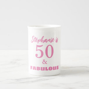 Taza De Porcelana Regalo de monograma de nombre de cumpleaños 50 par