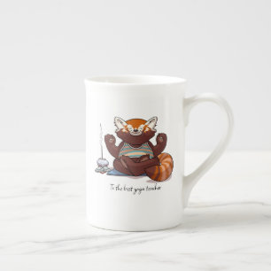 Taza De Porcelana Regalo de Profesora de Yoga de Panda Rojo Arte de