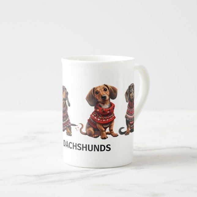 Taza De Porcelana Regalo festivo para Navidades personalizados Dachs (Derecha)