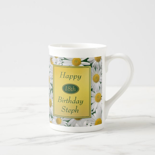 Taza De Porcelana Regalo fotográfico de cumpleaños de Bonito Daisy (Derecha)