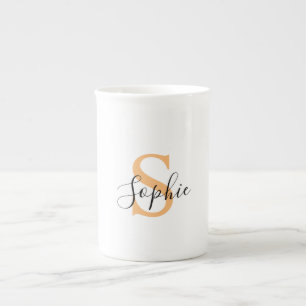 Taza De Porcelana Regalo Personalizado con Nombre y Letra Elegante