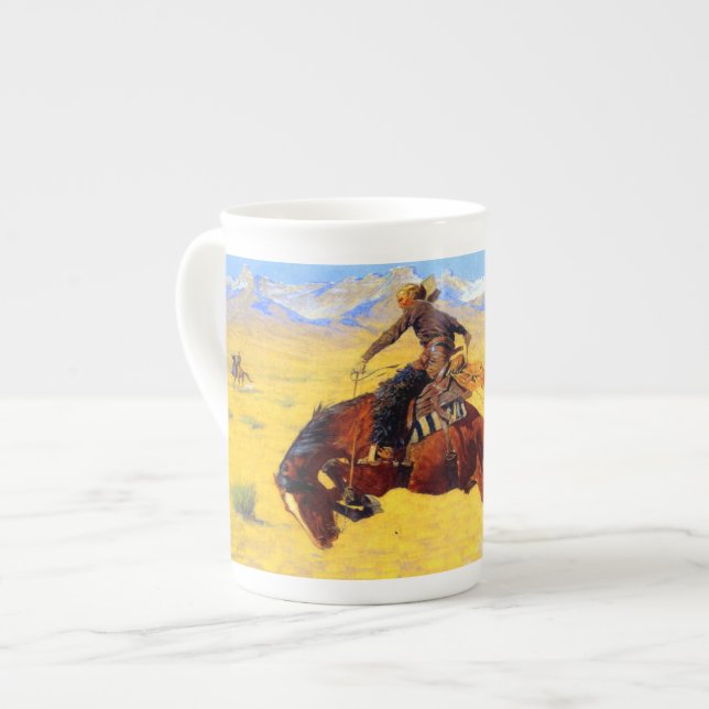 Taza De Porcelana Remington Old West Horse y Cowboy (Izquierda)