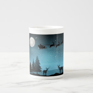 Taza De Porcelana Renos Adorables De Noche