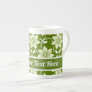 Taza De Porcelana Repetición de Flor de Olivo Personalizada