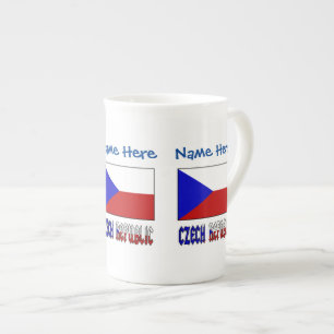 Taza De Porcelana República Checa Chequia Bandera Azul Personalizaci