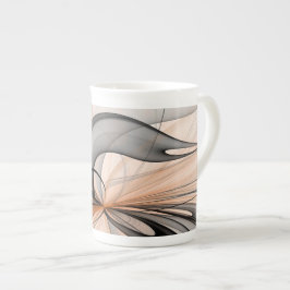 Taza De Porcelana Resumen Antracita Grey Siena Arte Fractal Moderno