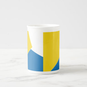 Taza De Porcelana Resumen azul y amarillo