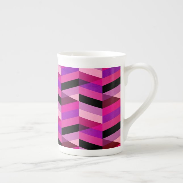 Taza De Porcelana Resumen Chevron/Herringbone | Púrpura y violeta (Derecha)