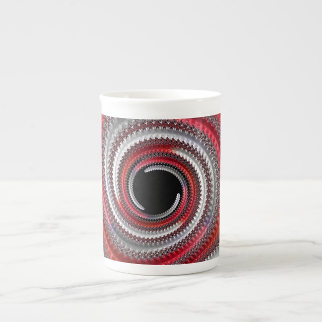 Taza De Porcelana Resumen de la espiral de gradiente rojo y negro (Frente)