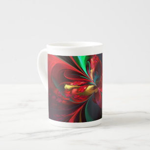 Taza De Porcelana Resumen floral moderno Patrón verde rojo del arte