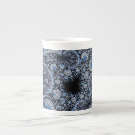 Taza De Porcelana Resumen Fractal azul negro