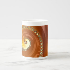 Taza De Porcelana Resumen Naranja dorado gradiente espiral fractal