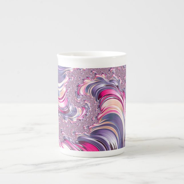 Taza De Porcelana Resumen Pink Purple Spiral Fractal (Frente)