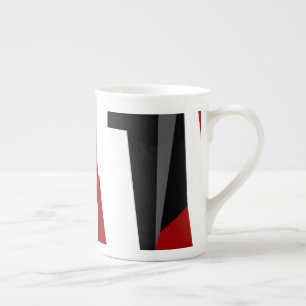 Taza De Porcelana Resumen rojo en blanco y negro