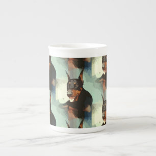 Taza De Porcelana Retrato del Pinscher del Doberman