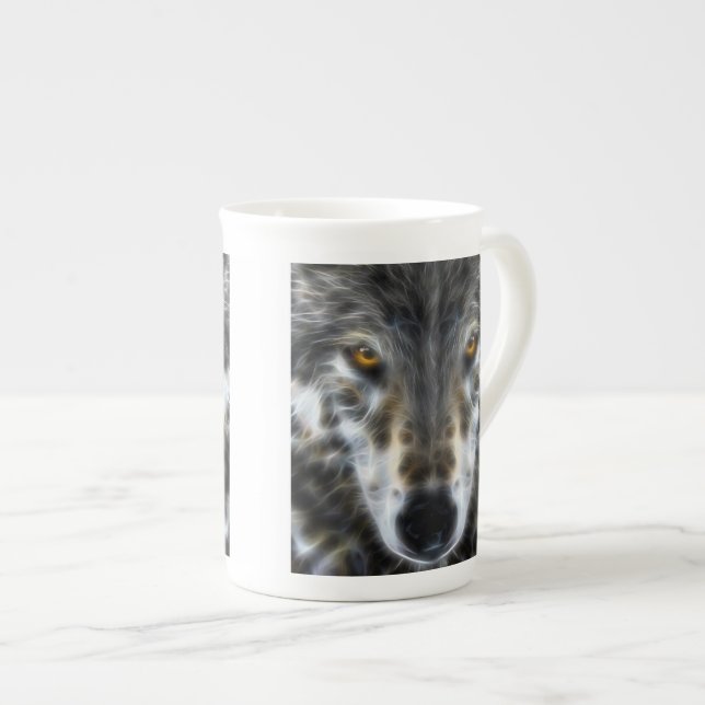 Taza De Porcelana Retrato gráfico Inspirador de Wolf (Derecha)