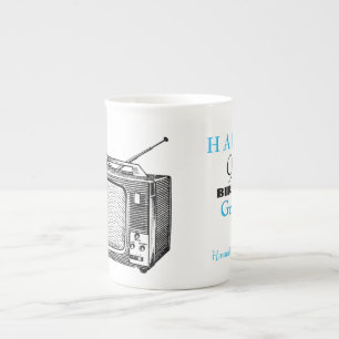 Taza De Porcelana Retro Televisor 90 cumpleaños Mug personalizado