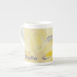 Taza De Porcelana Retro Yellow Daisy Monogramado