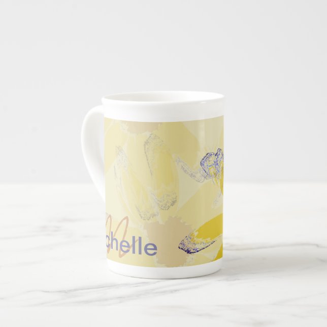 Taza De Porcelana Retro Yellow Daisy Monogramado (Izquierda)