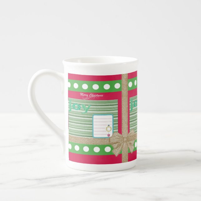 Taza de porcelana roja alegre Navidad (Izquierda)