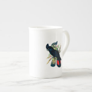 Taza De Porcelana Rojo atado, Cockatoos. negros (de Banksian)