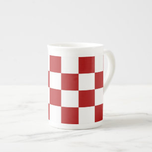 Taza De Porcelana Rojo y blanco tachado