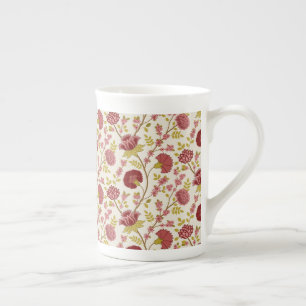 Taza De Porcelana Rojos de patrón floral jacobino rosan crema de oro