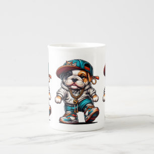 Taza De Porcelana Ropa informal de cachorro de bulldog lindo persona