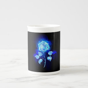 Taza De Porcelana Rosa azul en llamas